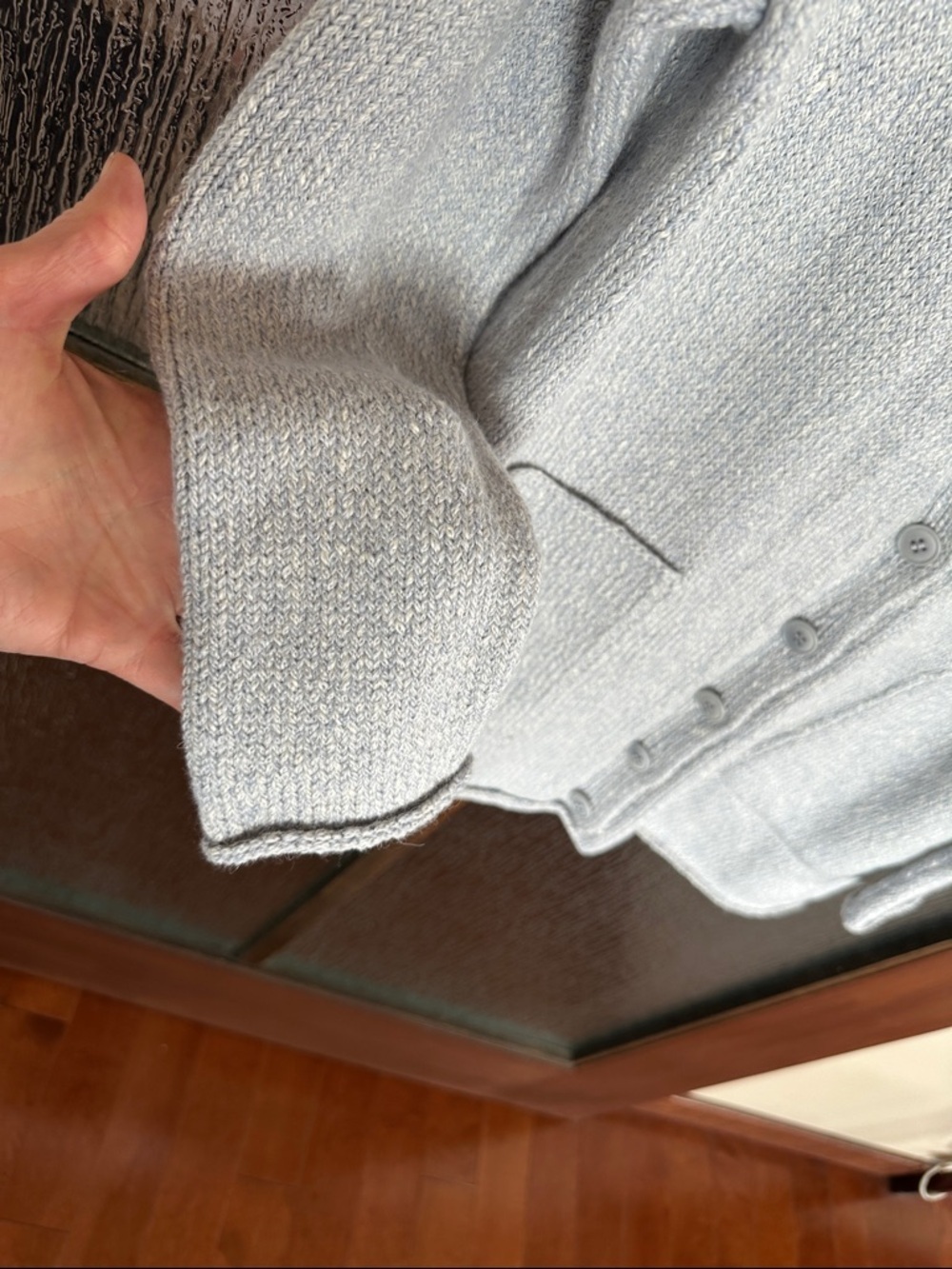 Eileen Fisher V-neck Organic Cotton Cardigan In Delphine Grey Alpaca Sm NWT - Picture 6 of 11